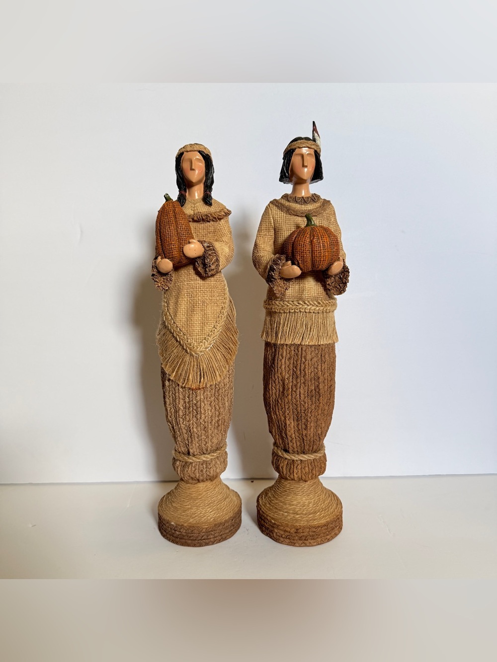 Melrose International 16.5” Thanksgiving Harvest Figures Pair Rustic Resin